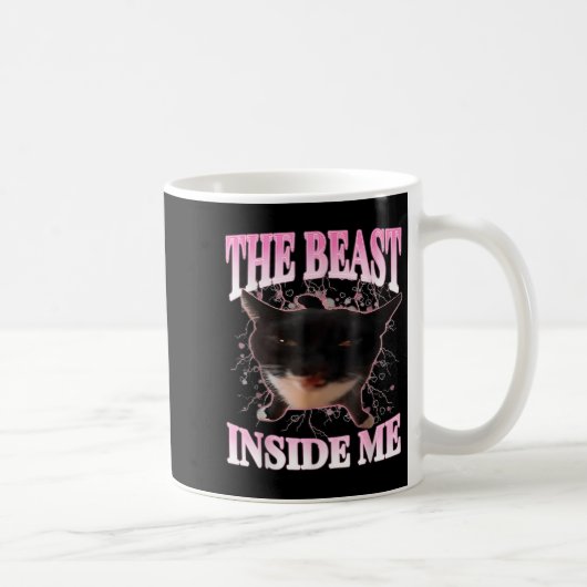 Mug Drôle La Bête Dans Moi Silly Chat Mème Humour Chat (Droite)