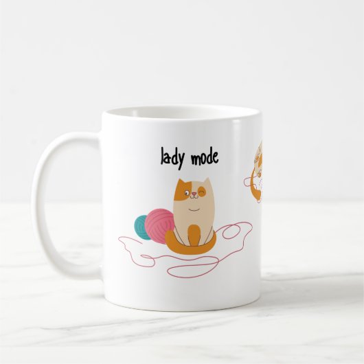 Mug Drôle Lady Mode Fou Mode Chat Fille Puissance Knit (Gauche)