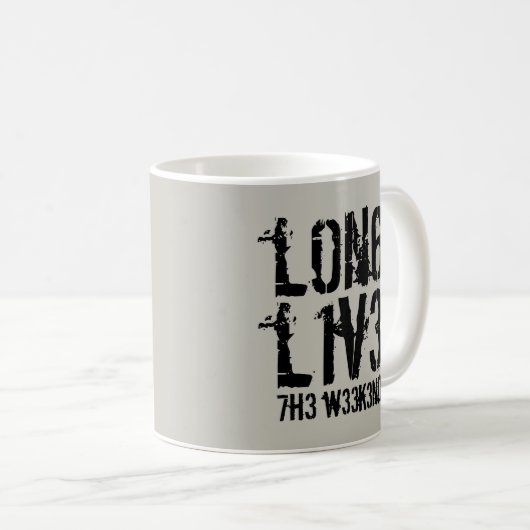 Mug Drôle Leetspeak Long Live Weekend (Devant droit)