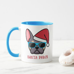 Mug Drôle Lilac Tan Frenchie Santa Paws Noël