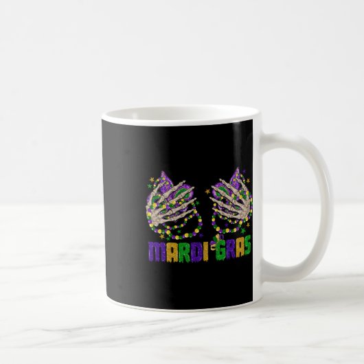 Mug Drôle Mardi Gras Skeleton Mains Avec Perles Et Fle (Droite)