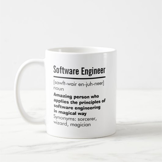 Mug Drôle Meilleur ingénieur logiciel Définition Cadea (Gauche)