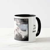 Mug Drôle mignon adorable chien blanc 60e anniversaire (Devant droit)