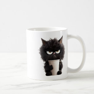 Mug Drôle mignon café de chat noir en colère