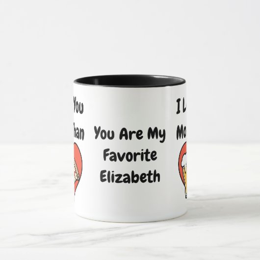 Mug Drôle mignon Je t'aime plus que la pizza et la biè (Centre)