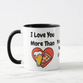 Mug Drôle Mignon Je T'aime Plus Que Pizza et Bière (Gauche)