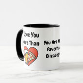 Mug Drôle Mignon Je T'aime Plus Que Pizza et Bière (Devant gauche)