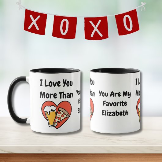 Mug Drôle Mignon Je T'aime Plus Que Pizza et Bière