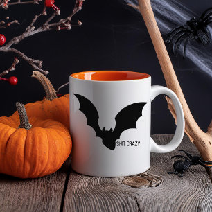 Mug Drôle Minimal Halloween Chauve-Souris Noire Folle