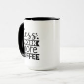Mug Drôle moins de travail plus de café affaires (Devant gauche)