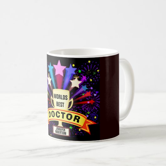 Mug Drôle Mondes Personnalisés Meilleur Docteur Coffee (Devant droit)