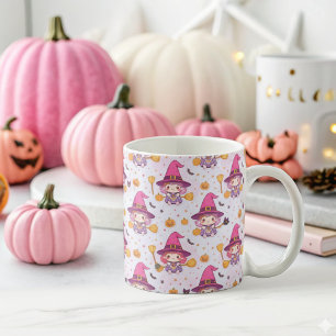 Mug Drôle Motif d'Halloween avec Citrouilles et sorciè