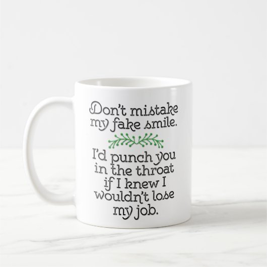 Mug Drôle "ne confondez pas mon faux sourire" (Gauche)