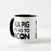 Mug Drôle Ninja Pig dit Non à Bacon (Devant gauche)