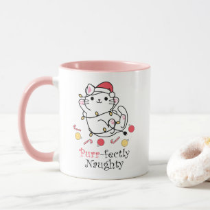 Mug Drôle Noël Père Noël Chat Purrparfaitement Naughty
