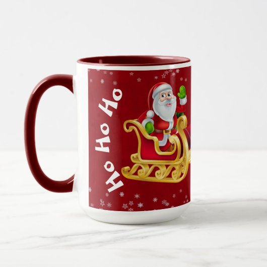 Mug Drôle Noël Père Noël Reindeer Sleigh Ho-Ho-Ho Roug (Gauche)