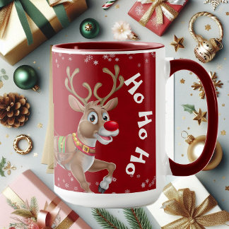 Mug Drôle Noël Père Noël Reindeer Sleigh Ho-Ho-Ho Roug