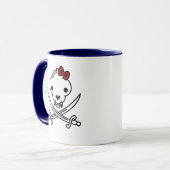 Mug Drôle Noir Blanc Jolly Kitty Pirate Os crâne (Devant gauche)
