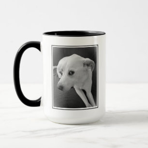 Mug Drôle noir et blanc photo de mignon visage de chie
