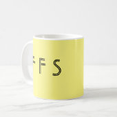 Mug Drôle noir jaune de "FFS" de "LOL"/fou (Devant gauche)