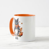 Mug Drôle Nom personnalisé Orange Café et Chat (Devant gauche)
