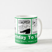 Mug Drôle Optométriste Optique Caricatures sur un anni (Devant droit)