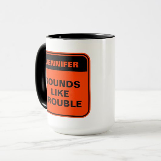 Mug Drôle orange semble comme un problème personnalise (Devant gauche)