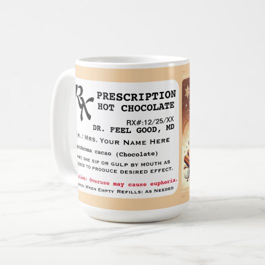 Mug Drôle ordonnance chocolat chaud (Devant gauche)