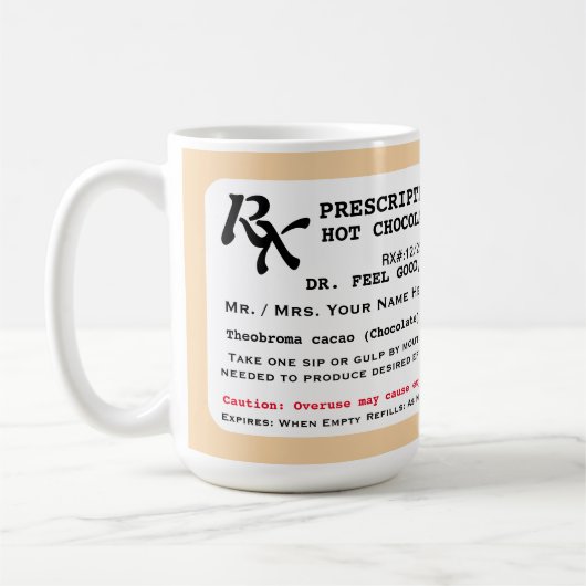 Mug Drôle ordonnance chocolat chaud (Gauche)