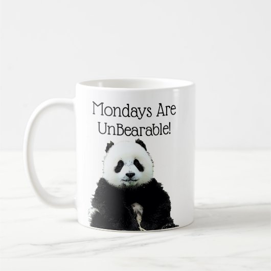 Mug Drôle Panda Ours Mignonne Lundi Pun de travail (Gauche)