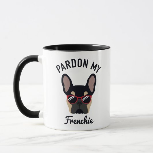 Mug Drôle Pardon mon Français Black Tan French Bulldog (Gauche)