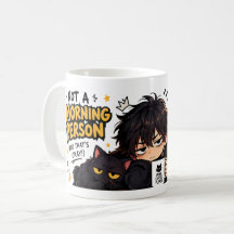 Drôle Pas Un Matinal Café Chibi Chat
