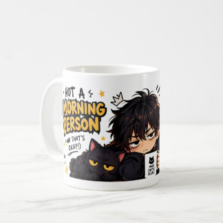 Mug Drôle Pas Un Matinal Café Chibi Chat