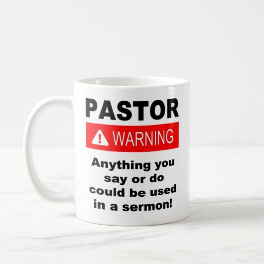 Mug Drôle Pasteur Avertissement Christian (Gauche)