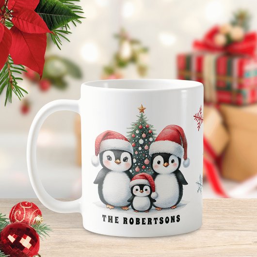 Mug Drôle Penguins Nom de famille Noël