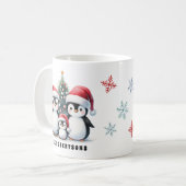 Mug Drôle Penguins Nom de famille Noël (Devant gauche)