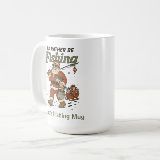 Mug Drôle Père Noël Plutôt Pêcher (Devant gauche)