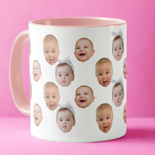 Mug Drôle personnalisé bébé visage photo visage 3 phot