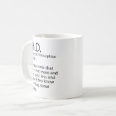 Mug Drôle PhD Définition Dictionnaire, PhD Cool (Devant gauche)
