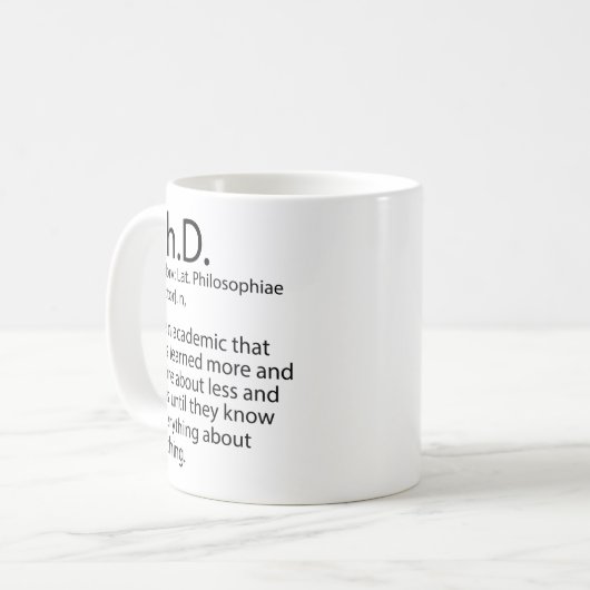 Mug Drôle PhD Définition Dictionnaire, PhD Cool (Devant gauche)