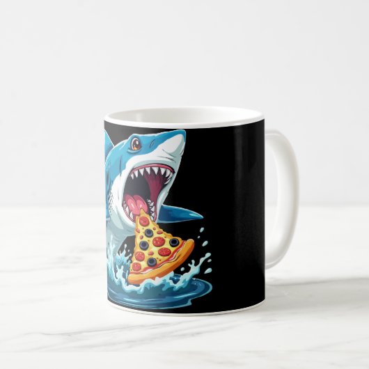 Mug drôle Pizza manger du requin (Devant droit)