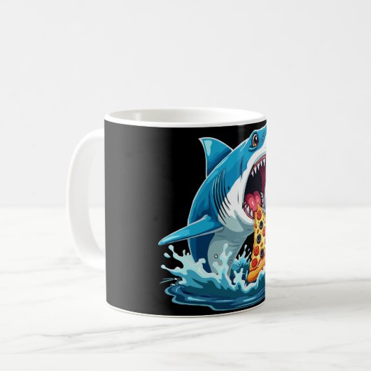 Mug drôle Pizza manger du requin (Devant gauche)