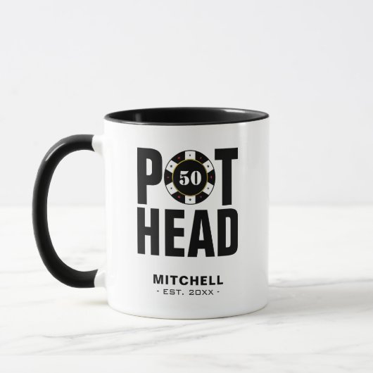 Mug Drôle Pot-Head Humour Poker (Gauche)