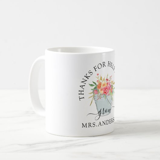 Mug Drôle pot plante "Merci pour m'aider à grandir" (Devant gauche)