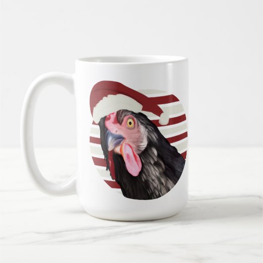 Mug Drôle Poulet De Noël Rouge Et Blancs (Gauche)