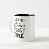 Mug drôle pour enseignant à la retraite – “Heureux (Devant gauche)