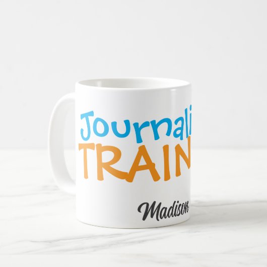 Mug Drôle Profession Personnalisée Nom Bleu Orange (Devant gauche)