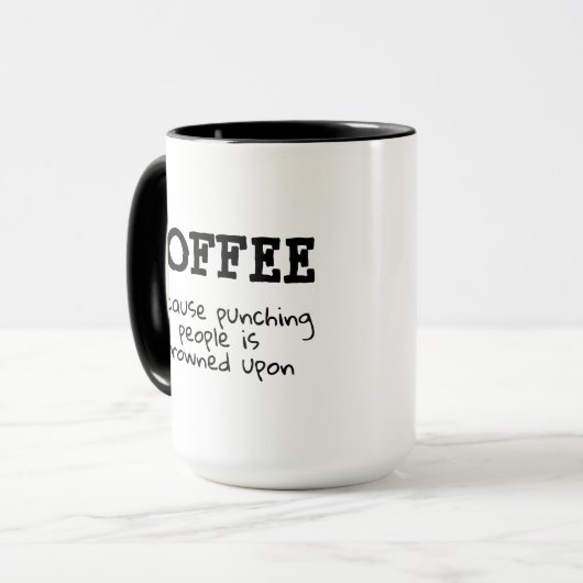 Mug Drôle Punching Frowé Sur Sarcastique (Devant gauche)