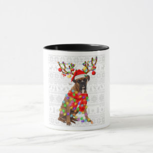 Mug Drôle Reindeer Boxer Chien Lumières de Noël