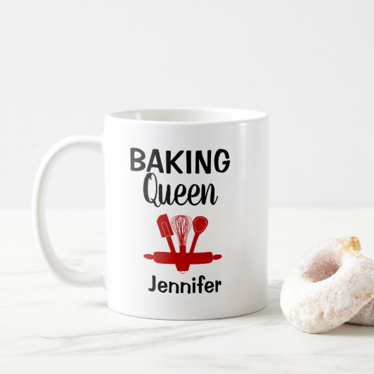 Mug Drôle Reine de cuisson personnalisée (Avec donut)